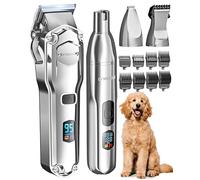 oneisall 4 in 1 Tosatrice per cani con pelo folto/denso, silenziosa Tosatrice professionale/tagliaunghie/limatrice per cani di piccola e grande taglia e gatti, batteria da 4 ore