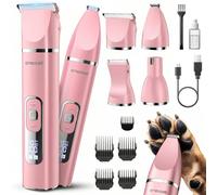 oneisall Kit 4 in 1 per toelettatura cani con display LCD rosa