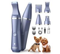 oneisall Kit di toelettatura per cani 4 in 1, a basso rumore, taglia zampe e smerigliatrice per unghie, IPX7, impermeabile, senza fili, per cani di piccola taglia e gatti
