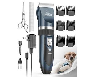 oneisall Rasoio per cani a basso rumore ricaricabile senza fili elettrico silenzioso tagliacapelli set per cani gatti animali domestici