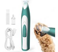 oneisall Regolabampa con luce a LED, trimmer per cani lama larga 20 mm, trimmer per zampe di animali domestici 35 dB, a basso rumore, senza fili, per cani di piccola animali, Verde