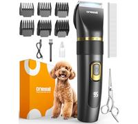 oneisall Silenzioso Tosatrice per Cani Aggiornamento Pro, Professionale Tosatrice per cani e gatti 2000mAh Ricaricabile, IPX7 Impermeabile Rasoio per cani per la Toelettatura a Casa