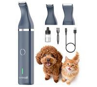oneisall Tagliacapelli per cani a doppia lama tagliacapelli senza fili per piccoli animali domestici a basso rumore per tagliare i peli del cane intorno alle zampe, occhi, orecchie, viso, groppa