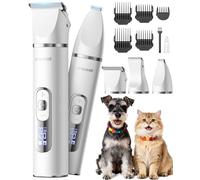 oneisall Tosatrice 3 in 1 per cani e gatti, silenziosa per cani, display LCD, tagliazampe e peli per cani, zampe, occhi, orecchie, viso