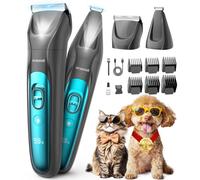 oneisall Tosatrice per Cane Gatto con Luce LED (Blu, 2-in-1) | Cordless e 3,7 ore di autonomia, 7 pettini guida, display a LED, sicuro per zampa, viso, orecchie, gambe, corpo