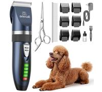 Oneisall Tosatrice per cani silenziosa, batteria 2000 mAh, durata 4 ore, tosaerba per cani e gatti, peli dense, rasoio animale, taglio a pelo lungo (blu)