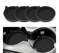 ONEMAJI 4 Pezzi Sottobicchieri Silicone per Toyota Hilux Double Cab VIII 2017-2020, Accessori Console Centrale Interna Lavabili Tappetini Antiscivolo Portabicchieri,Black