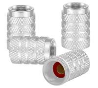 ONEMAJI 4 Pezzi Tappi Valvole Pneumatici Alluminio per Citroen e-Mehari 2016-2023, Coprivalvole Zigrinati CNC Tappini Antipolvere Ruote Esterni,Silver