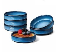 ONEMORE Cocotte Monoporzione in Ceramica, Tegamino per Creme Brûlée e Soufflé, 118 ml, Colore Blu - Set di 6