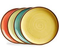 ONEMORE Set di 4 piatti in ceramica da 21,6 cm, Piatti da Dessert, Piatti da Insalata in Gres, piatti per cene, feste, Natale, Forno a Microonde e Lavabile in Lavastoviglie