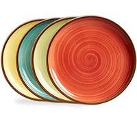 ONEMORE Set di 4 piatti in ceramica da 26,7 cm, Piatti da Pasta Spaghetti, piatti per cene, feste, Natale, resistenti e grandi