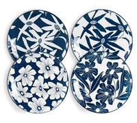 ONEMORE Set di 4 piatti piani da 21,6 cm, piatti da insalata blu, piatti da dessert, adatti al microonde e alla lavastoviglie, resistenti ai graffi, piccoli piatti da portata