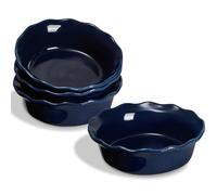 ONEMORE Set di 4 teglie per torte in ceramica, 17 cm, piccole teglie rotonde da 453,6 g, adatte per forno, lavastoviglie, microonde e forno, blu