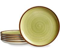 ONEMORE Set di 6 piatti da portata principale in stile rustico da 26,7 cm, per servire cibo (verde)