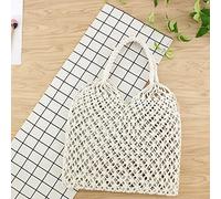 OneMoreT 35x35CM Fashion Popular Woven Bag Mesh Rope tessitura Tie Fibbia reticolare Hollow paglia Bag non foderato Net Borsa a tracolla, bianco