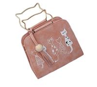 OneMoreT - Borsa a tracolla da donna, a forma di gatto, rosa