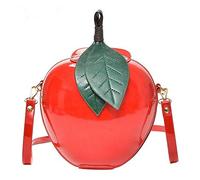 OneMoreT - Borsa circolare a forma di mela 2018 da donna, a tracolla, alla moda, femminile, per adolescenti, Rosso