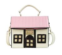 OneMoreT - Borsa da donna a forma di casa in pelle ecologica in poliuretano, con manico e tracolla, stile casual, bianco