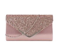 OneMoreT - Borsetta da donna, ideale per matrimoni, serate, feste, balli di fine anno, colore: argento con brillantini, rosa