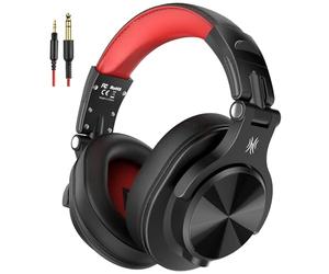 OneOdio A71 Hi-Res Cuffie Cablate Over Ear, Cuffie Musica con Audio Stereo e Shareport, Jack da 3,5 mm e 6,35 mm, Studio Registrazione, Monitoraggio Professionale e Mixaggio Cuffie Pieghevoli, Rosso