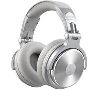 OneOdio Cuffie sovrauricolari, con cavo, con driver da 50 mm, pieghevoli, leggere, con porta di condivisione e microfono, per registrazione, monitoraggio, mixaggio, podcast, chitarra, PC, TV (argento)