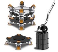 ONEON Kit Sposta Mobili con Ruote - Dolly Connect Pro Nero | Ruote a Rotazione 360° per Spostare Mobili Pesanti e Elettrodomestici, Portata 400 KG, con Sollevatore Ausiliario
