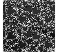 oneOone Popeline Di Cotone Nero Tessuto Cuore Di San Valentino Vestire Tessuto Di Stampa Del Tessuto Al Metro 42 Pollice largo