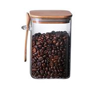 OnePine 1000ml Barattoli di Vetro, Barattolo di caffè con Coperchio e Cucchiaio, Quadrati Contenitori Barattoli Vetro per Conservare tè caffè Zucchero Spezie