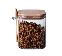 OnePine 800ml Barattoli di Vetro, Barattolo di Caffè con Coperchio e Cucchiaio, Quadrati Contenitori Barattoli Vetro per Conservare Tè Caffè Zucchero Spezie