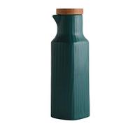 OnePine - Bottiglia dispenser per olio in ceramica, da 300 ml, senza goccia, dispenser per olio d'oliva, contenitore per condimenti con coperchio Verde