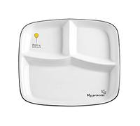 OnePine Piatto 3 Scomparti Ceramica, Controllo Porzioni, Nutrizionale, Piatto con Divisori Adulti per Dimagrire (Palloncino)