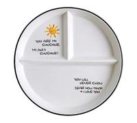 OnePine Piatto Ceramica con Scomparti, Nutrizionale Porzioni, Diviso in Tre per Dieta Adulti, Diametro: 23cm/9 inch