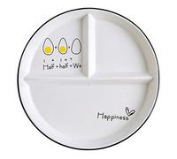 OnePine Piatto Ceramica con Scomparti, Piatto Nutrizionale Porzioni, Piatto Diviso in Tre per Dieta Adulti, Diametro: 23cm/9 inch (Uovo)