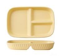 OnePine Piatto Ceramica con Scomparti, Rettangolare Piatto da Pranzo Diviso, Piatto Diviso in Tre per Dieta Adulti, Piatto Controllo Porzioni