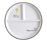 OnePine Porcellana Piatti da Portata, 8 inch Piatti Tondo con Scomparti Piatto Diviso in Tre per Dieta Piatto Dimagrante Ceramica Piatto Vassoio Bambini