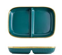 OnePines Piatti Ceramica con Scomparti, Piatto Diviso in 2, Piatto Dieta per il Controllo Delle Porzioni, per Feste, Colazione, Snack, Dessert, Insalate, Lunghezza: 23.8cm/9.37 inch