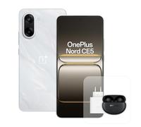 OnePlus Smartphone Nord CE5 8 GB di RAM 128 GB di spazio di archiviazione, 6,77 pollici, AMOLED a 120 Hz, 50 MP OIS, batteria da 5200 mAh, con caricabatterie da 80 W e Nord Buds 3 Pro, bianco