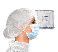 OneProtek - 100 Cuffie monouso TNT per capelli - Bianco - Cuffia modello Plissè- Copricapo usa e getta non tessuto traspirante