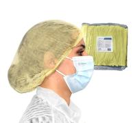 OneProtek - 100 Cuffie monouso TNT per capelli - giallo - Cuffia modello Plissè - Copricapo usa e getta non tessuto traspirante (1)
