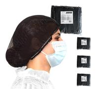 OneProtek - 100 Cuffie monouso TNT per capelli - Nero - Cuffia modello Plissè - Copricapo usa e getta non tessuto traspirante (4)