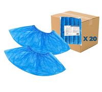OneProtek - Set di 20 x 100 copriscarpe usa e getta, impermeabili, antiscivolo e resistenti allo strappo, copri scarpa in polietilene (CPE), taglia unica, colore: Blu
