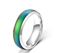 Oneress Anello dell'umore abbinato in acciaio inox per coppie, anello che cambia colore arcobaleno, gioiello romantico per anniversario per lui o lei Y1854 Bianco 9