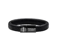 Oneress Bracciale Allergia alla Penicillina, Bracciale ID Medico Impermeabile con Informazioni d’Emergenza Personalizzate per Uomo e Donna YA5551-Nero ALLERGIA PENICILLINA