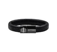 Oneress Bracciale ASMA, Bracciale ID Medico Personalizzato, Elegante Bracciale Avviso ASMA per Uomo e Donna YA5551-Nero ASMA
