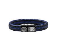 Oneress Bracciale Codice QR, Fascia ID Sanitaria in Pelle, Bracciale Medico d’Emergenza alla Moda per Viaggi e Avvisi d’Emergenza YA5551-Nero & Blu Codice QR