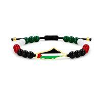 Oneress Bracciale con perline della bandiera palestinese, gioiello di identità culturale, braccialetto regolabile con eredità palestinese YA5883