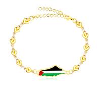 Oneress Bracciale di supporto Gaza, gioielli della resistenza placcati in oro, gioielli simbolici dell'orgoglio palestinese, mappa del cuore smaltata YA5212