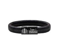 Oneress Bracciale Diabete di Tipo 1, Bracciale Avviso Epilessia & Convulsioni, Fascia Sanitaria Impermeabile, Perfetto per Uomo e Uso d’Emergenza YA5551-Nero & Marrone Diabete Tipo 1
