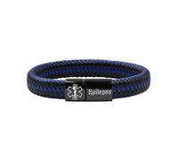 Oneress Bracciale Epilessia, Bracciale Informazioni Sanitarie per Mamma, ID d’Emergenza Personalizzato, Bracciale d’Emergenza Resistente per Anziani YA5551-Nero & Blu Epilessia