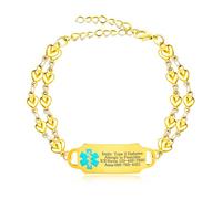 Oneress Bracciale fai da te in oro, con incisione laser per ictus e avviso di gravidanza, targhetta medica regolabile, gioielli sanitari personalizzati YA5200
